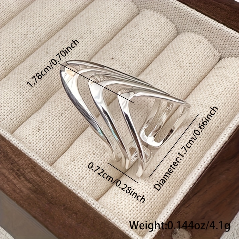 Women's Wide Band Ring Hip Hop Style Adjustable Hand Ring 925 Silver